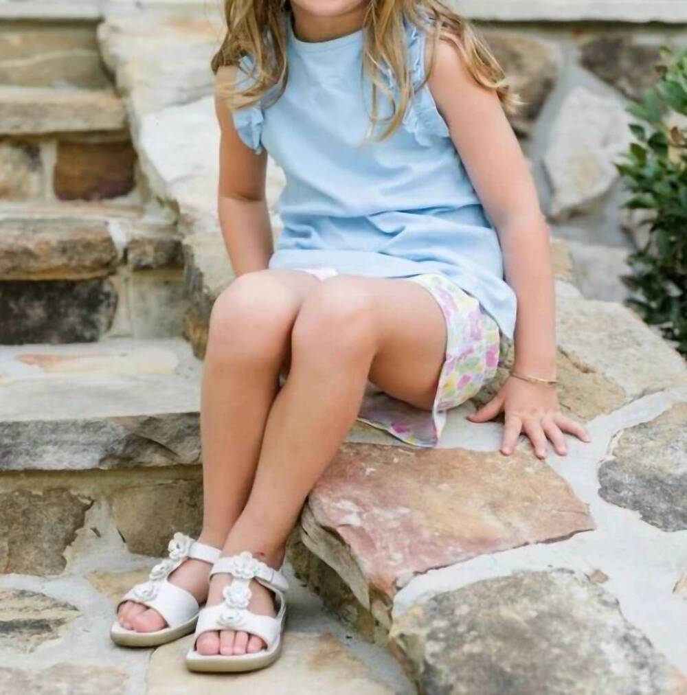 NEW JAMES & LOTTIE girl's ruffle shoulder sleeveless top in light blue